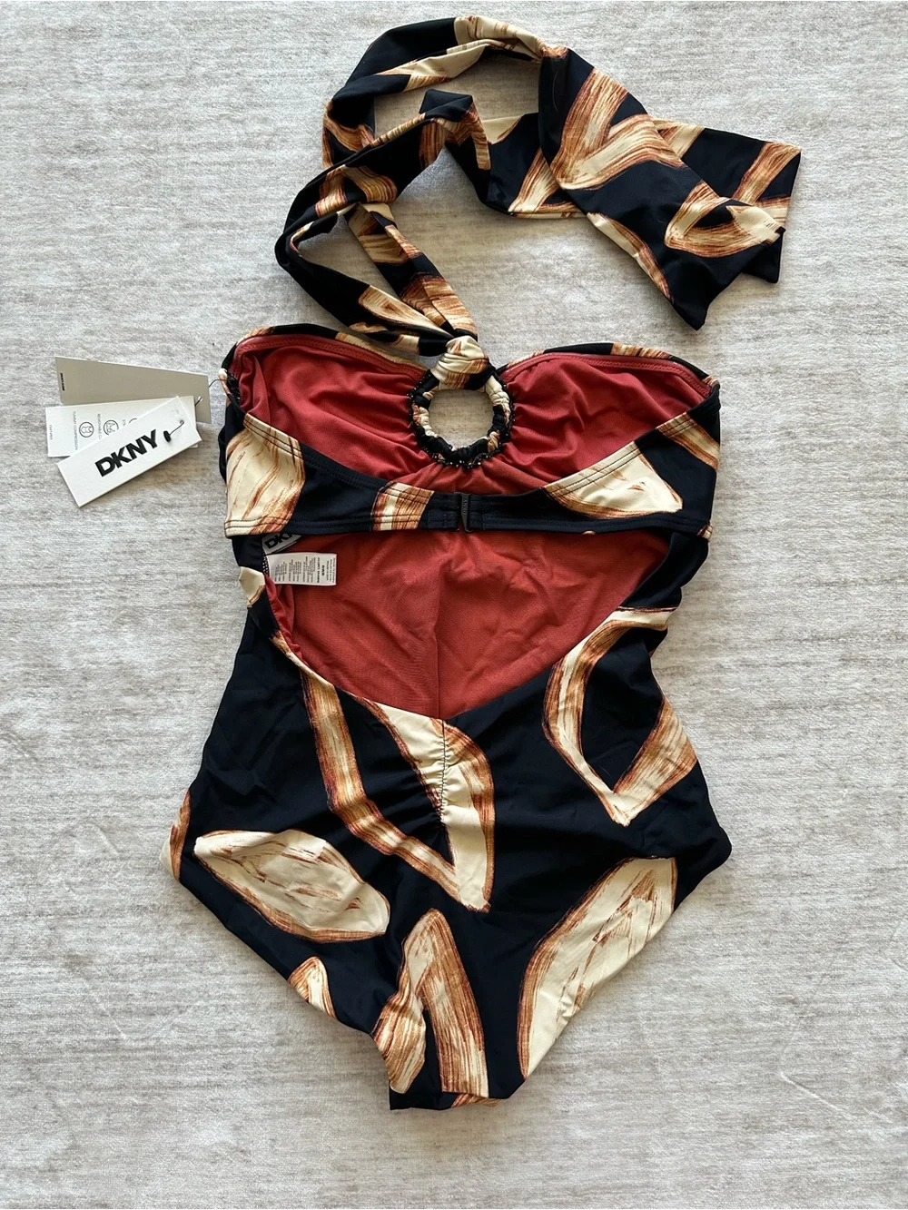 NWT DKNY Women’s O-Ring One-Piece Bandeau-Neck Swimsuit - Picture 5 of 5